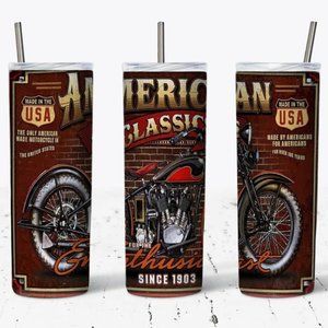 Motorcycle Skinny Tumbler, Gifts For Him Mug